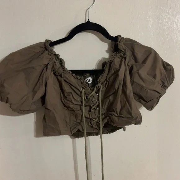 I.AM.GIA Alya Off the Shoulder Corset Top Size M Olive - Picture 2 of 5